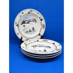 Folkcraft Winter Side 8 1/2" Salad Plates Bundle Of 4